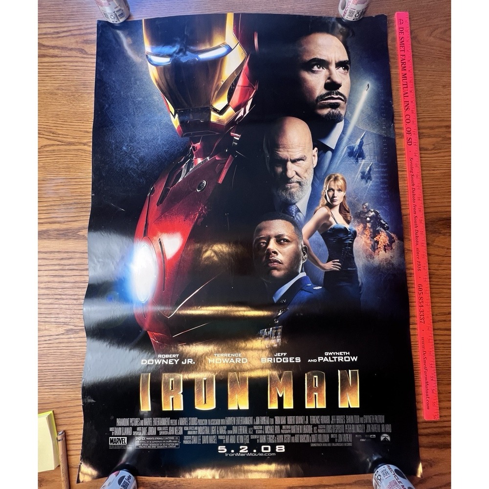 Iron Man 2008 Original Double Sided Movie Poster Marvel 27" x 40" Rare!